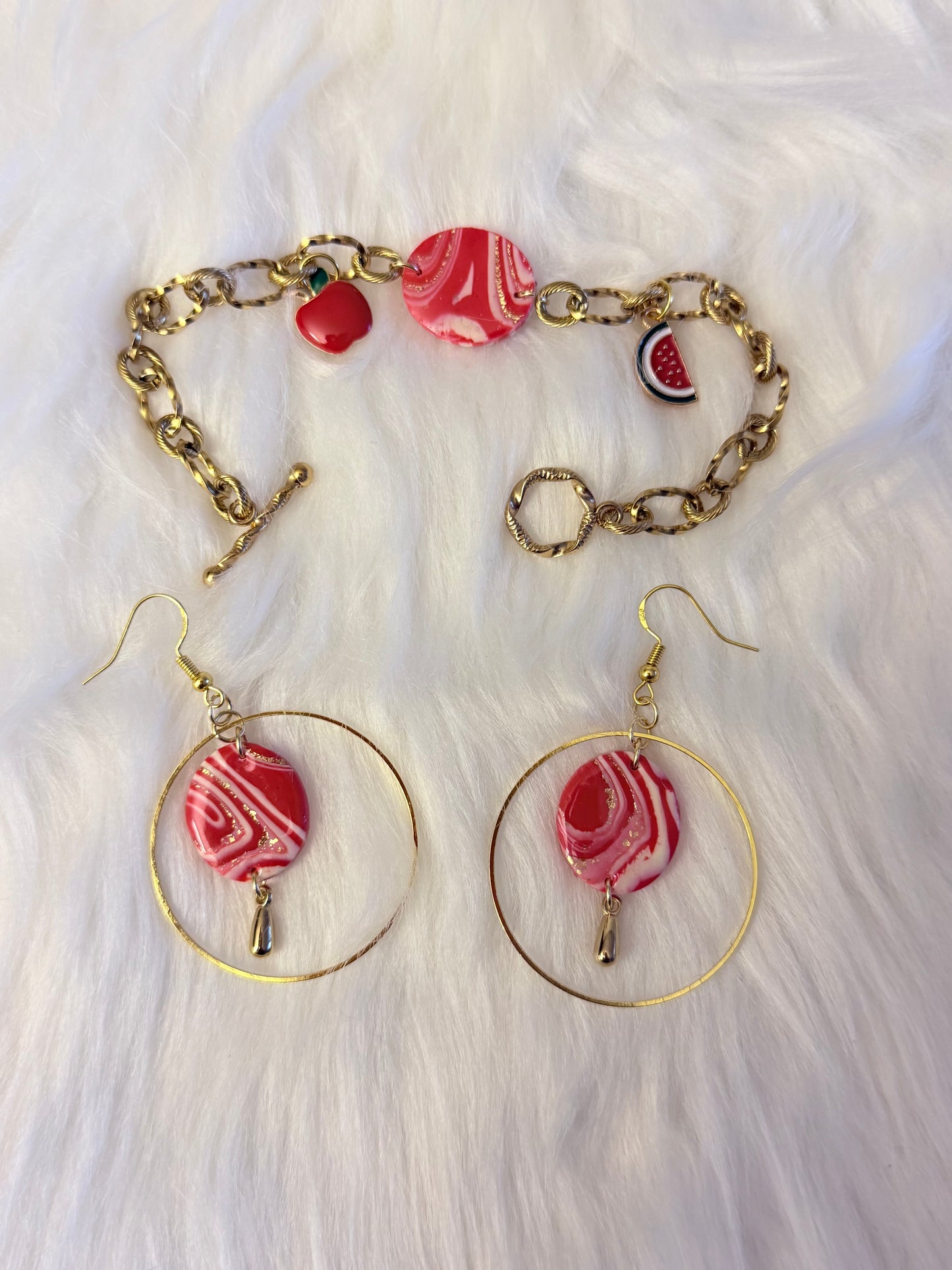 Ensemble – Boucles d'oreilles + Bracelet en pâte polymère et acier inoxydable | BERGAMOTTA