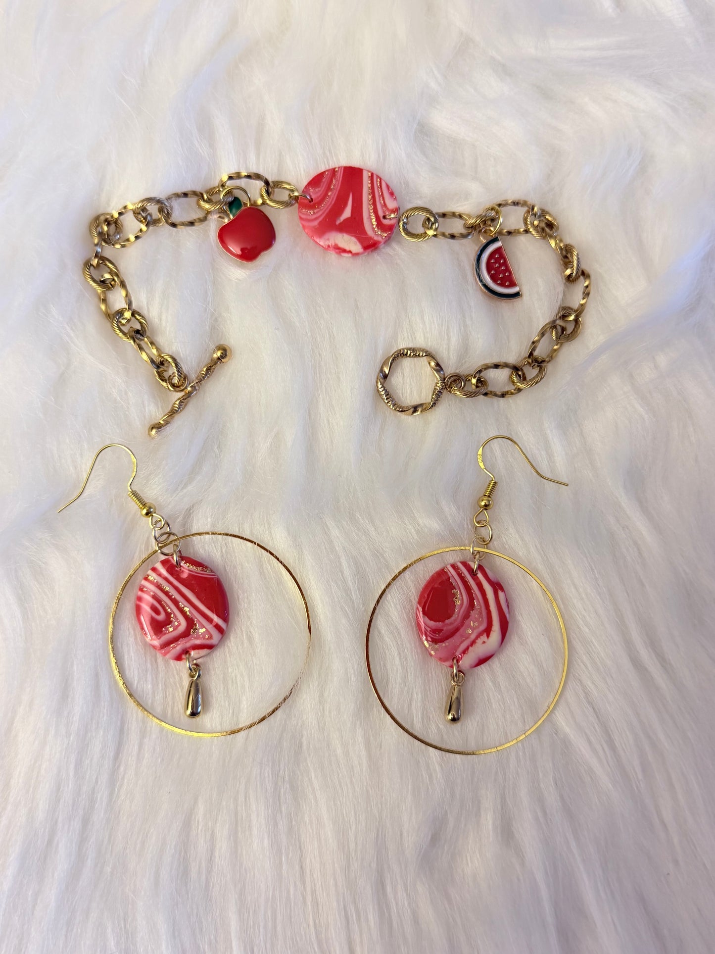 Ensemble – Boucles d'oreilles + Bracelet en pâte polymère et acier inoxydable | BERGAMOTTA