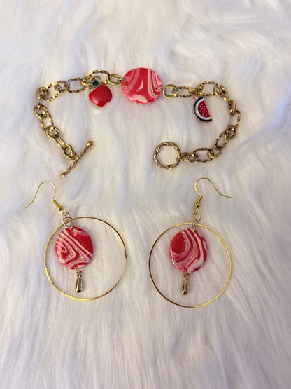 Ensemble – Boucles d'oreilles + Bracelet en pâte polymère et acier inoxydable | BERGAMOTTA