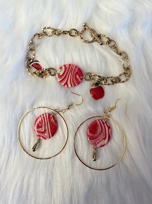 Ensemble – Boucles d'oreilles + Bracelet en pâte polymère et acier inoxydable | BERGAMOTTA