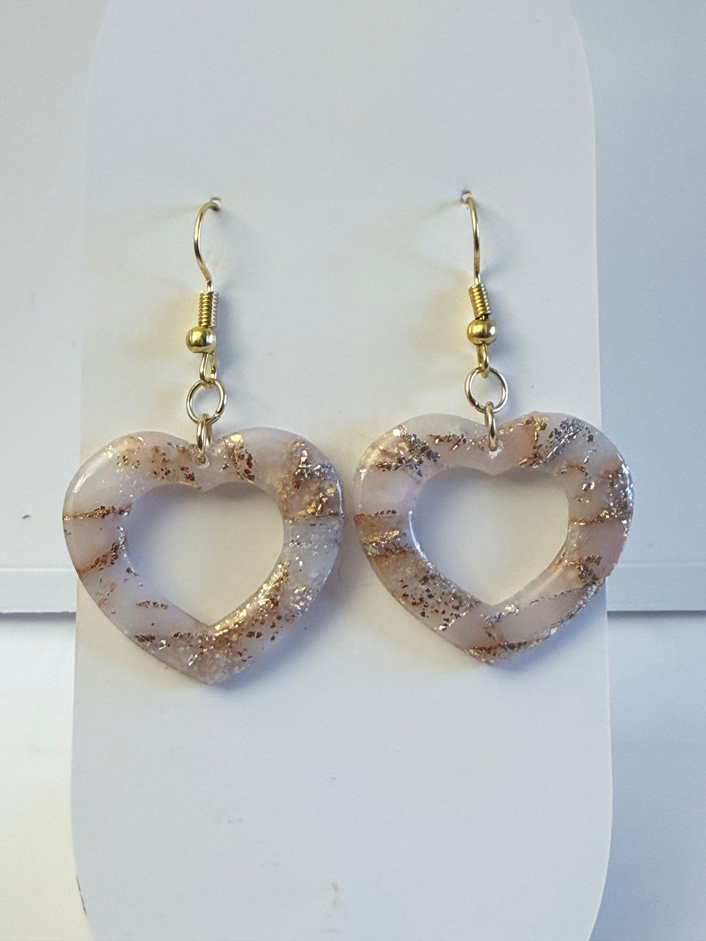 Boucles d’Oreilles Cœur Marbré Pailleté