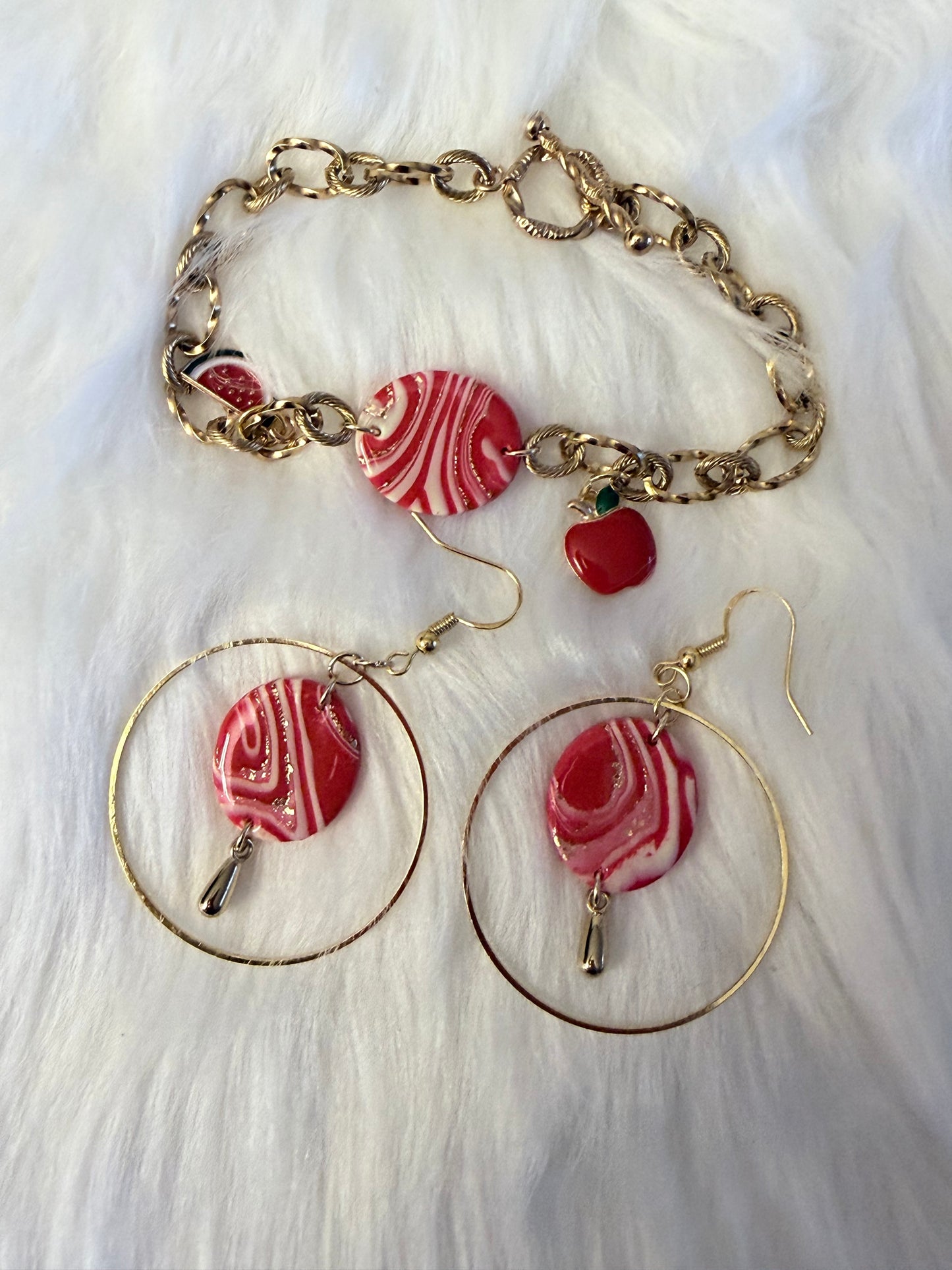 Ensemble – Boucles d'oreilles + Bracelet en pâte polymère et acier inoxydable | BERGAMOTTA