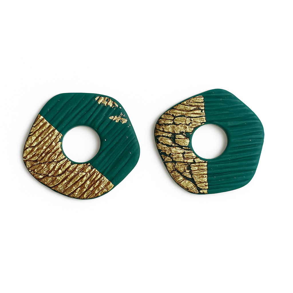 Pampilles interchangeables donuts vert et doré